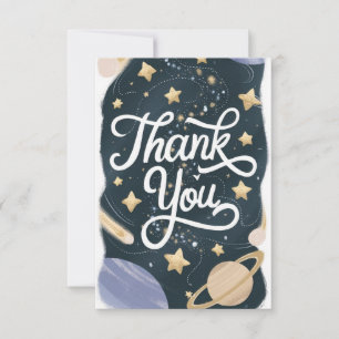 Tarjeta De Agradecimiento Celestial Cosmico Pastel