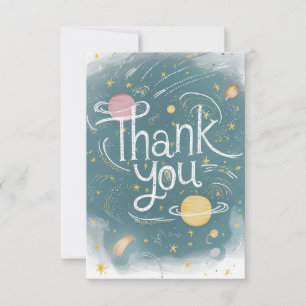 Tarjeta De Agradecimiento Celestial lindo y alegre Starry