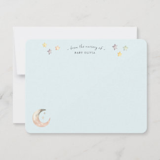 Tarjeta De Agradecimiento  Celestial Moon and Stars Blue Baby Boy Shower