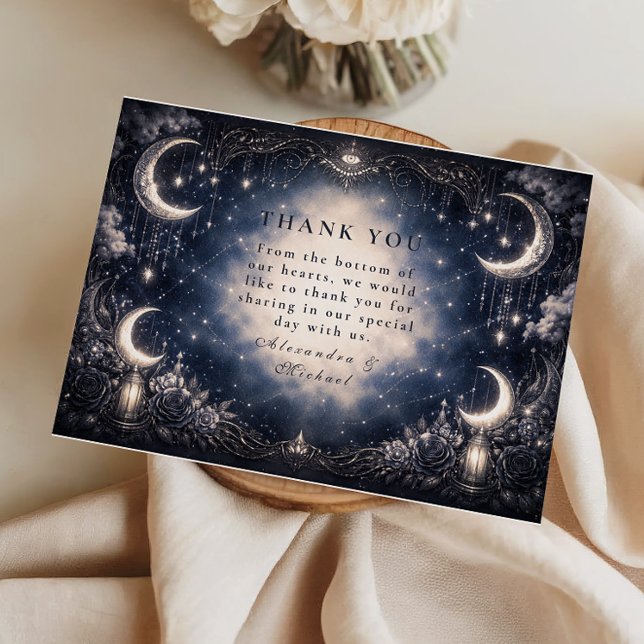 Tarjeta De Agradecimiento Celestial Moon Gothic Wedding (Subido por el creador)