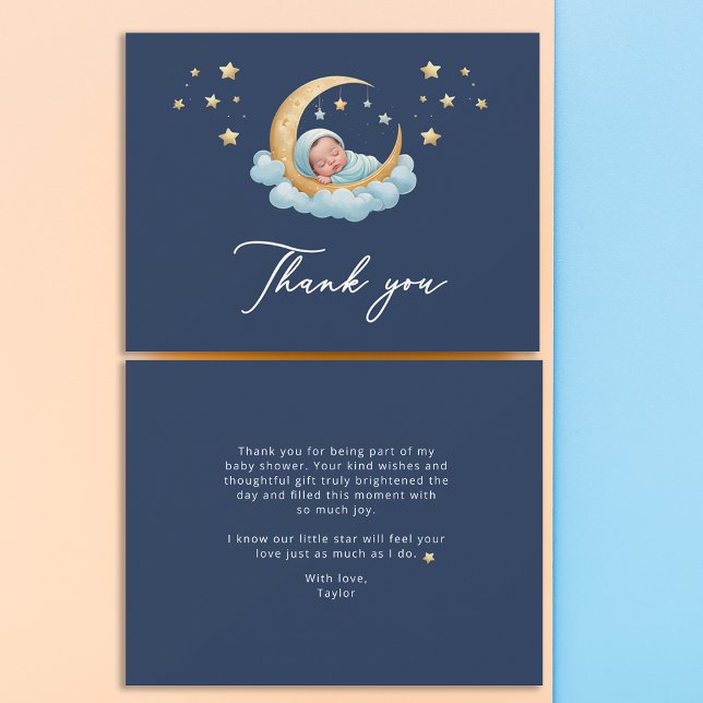 Tarjeta De Agradecimiento Celestial Moon Stars Baby Shower Thank You Card (Subido por el creador)