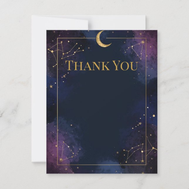 Tarjeta de agradecimiento celestial oscura | Estre (Anverso)