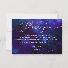 Tarjeta De Agradecimiento Celestial Sweet 16 | Cumpleaños Galaxy Sweet Sixte
