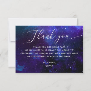 Tarjeta De Agradecimiento Celestial Sweet 16   Cumpleaños Galaxy Sweet Sixte