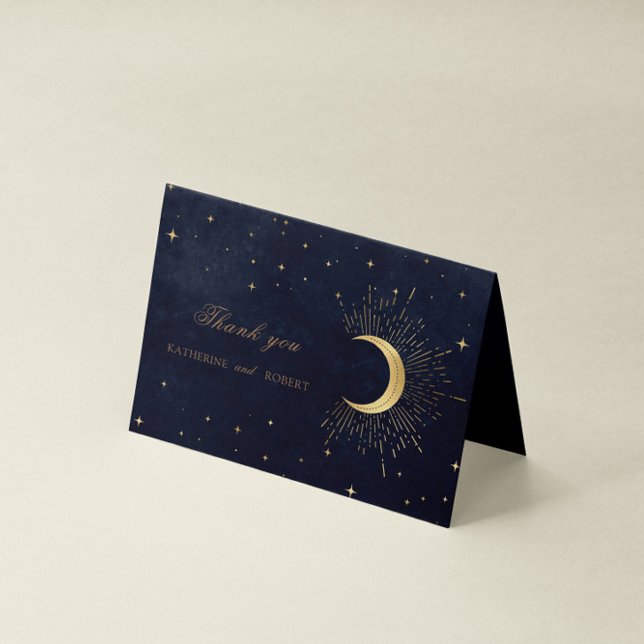 Tarjeta De Agradecimiento Celestiales Midnight Blue Gold Stars Gracias Tarje (Subido por el creador)