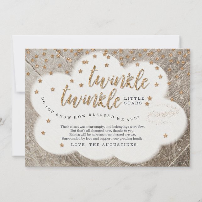 Tarjeta De Agradecimiento Centelleo del centelleo de los gemelos poca (Anverso)