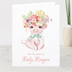 Tarjeta De Agradecimiento Cerdito de enfermería Baby Shower