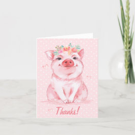 Tarjeta De Agradecimiento Cerdo acuarela caprichosa
