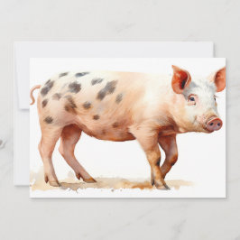 Tarjeta De Agradecimiento Cerdo rosa