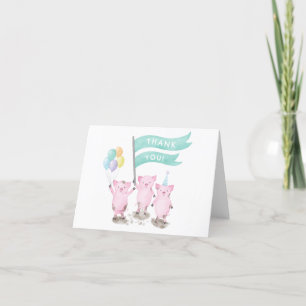 Tarjeta De Agradecimiento Cerdo Rosa Gracias