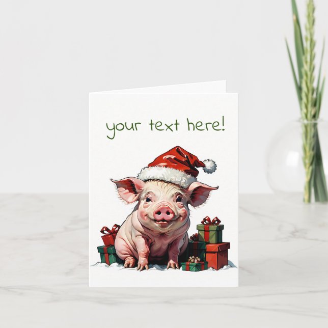 Tarjeta De Agradecimiento cerdo santa feliz (Anverso)