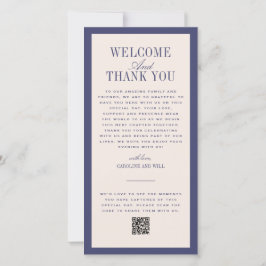 Tarjeta De Agradecimiento Ceremonia de Boda Morada o Recepción de Bienvenida
