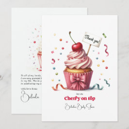 Tarjeta De Agradecimiento Cereza en la parte superior: Baby Shower