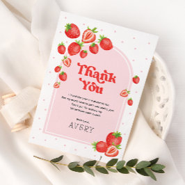 Tarjeta De Agradecimiento Cerezo de fresa Cute Primer Primer Cumpleaños