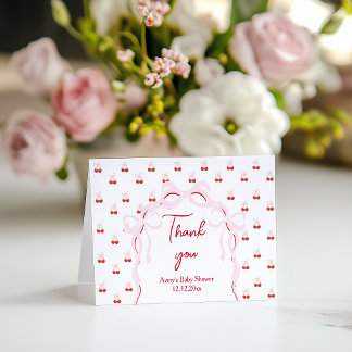 Tarjeta De Agradecimiento Cerezo en la parte superior rosada Baby Shower Dia