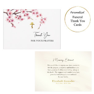 Tarjeta De Agradecimiento Cerezo Rosa Flor de Funeral Ortodoxo Cristiano