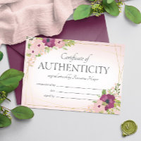Certificado de autenticidad de flores de ciruela r