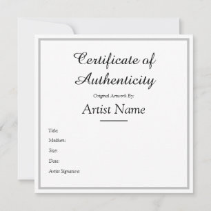 Tarjeta De Agradecimiento Certificado de autenticidad de plata cuadrada pers