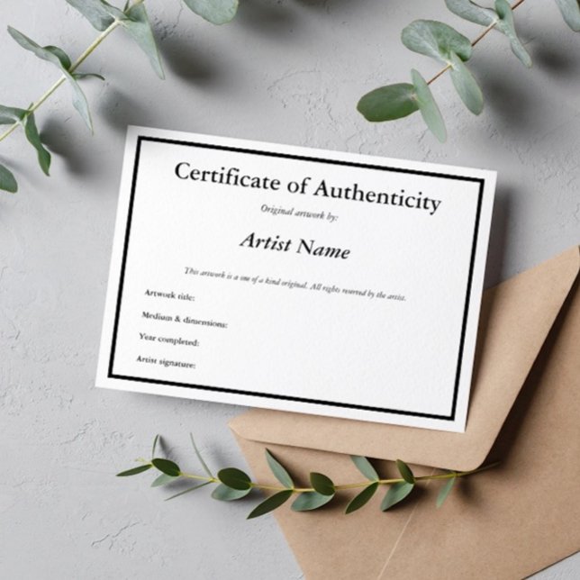 Tarjeta De Agradecimiento Certificado de autenticidad para el arte (Subido por el creador)