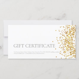 Tarjeta De Agradecimiento Certificado de regalo de diseño Gold Sparkle White