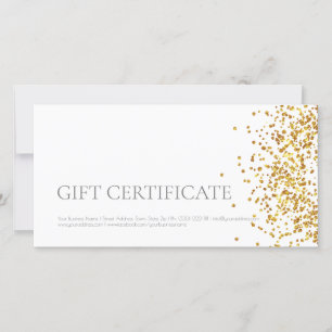 Tarjeta De Agradecimiento Certificado de regalo de diseño Gold Sparkle White