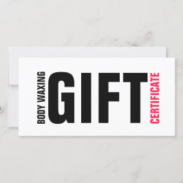 Tarjeta De Agradecimiento Certificado de regalo de lavado de cuerpo negrita 