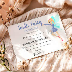 Tarjeta De Agradecimiento Certificado Personalizado de Hada de los Dientes A