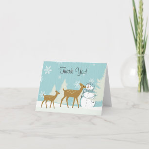 Tarjeta De Agradecimiento Cerveza de Woodland con invierno de Snowman gracia