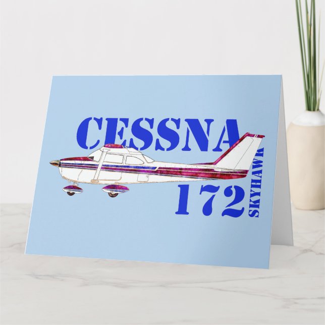 Tarjeta De Agradecimiento Cessna 172 Ilustracion Skyhawk Diseño de texto neg (Anverso)
