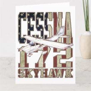 Tarjeta De Agradecimiento Cessna 172 Skyhawk con la bandera de los Estados U