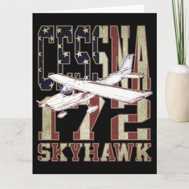 Tarjeta De Agradecimiento Cessna 172 Skyhawk con la bandera de los Estados U (Anverso)