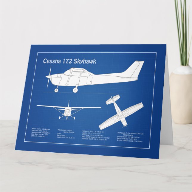 Tarjeta De Agradecimiento Cessna 172 Skyhawk - Planes de diseño aéreo ABD (Anverso)