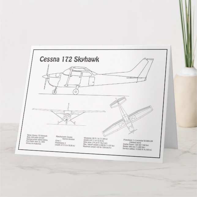 Tarjeta De Agradecimiento Cessna 172 Skyhawk - Planes de diseño aéreo BD (Anverso)
