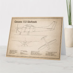 Tarjeta De Agradecimiento Cessna 172 Skyhawk - Planes de huella azul de avió