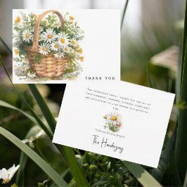 Tarjeta De Agradecimiento Cesta acuarela de Daisies Bereavement Gracias