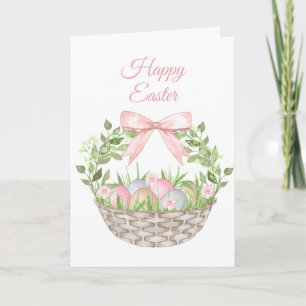 Tarjeta De Agradecimiento Cesta de Pascua floral rosa