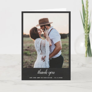 Tarjeta De Agradecimiento Chalkboard Couple Boda Gracias   Script