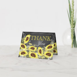 Tarjeta De Agradecimiento Chalkboard de girasol moderno Gracias