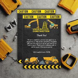 Tarjeta De Agradecimiento Chalkboard en construcción Baby Shower