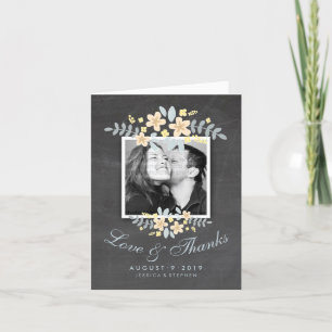 Tarjeta De Agradecimiento Chalkboard Floral Square Photo Love