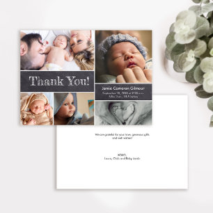 Tarjeta De Agradecimiento Chalkboard Fotos modernas Baby Shower Gracias