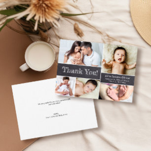 Tarjeta De Agradecimiento Chalkboard Fotos modernas Baby Shower Gracias