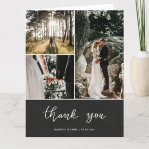 Tarjeta De Agradecimiento Chalkboard Gracias Collage de fotos Boda Script