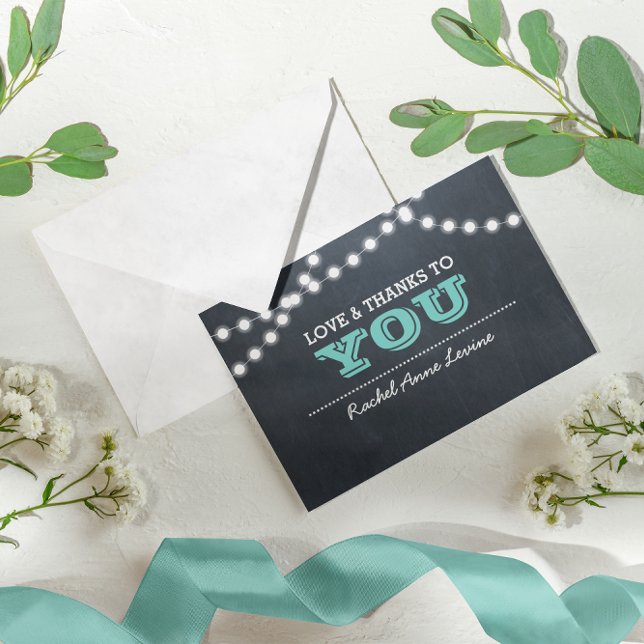 Tarjeta De Agradecimiento Chalkboard Luces Bat Mitzvah Verde azulado Gracias (Subido por el creador)