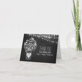 Tarjeta De Agradecimiento Chalkboard mason jar & string lights thank you