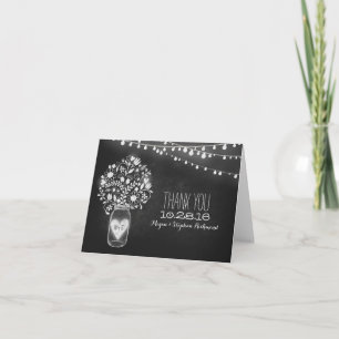 Tarjeta De Agradecimiento Chalkboard mason jar & string lights thank you