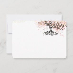 Tarjeta De Agradecimiento Chalkboard Pink Heart Leaf Tree Gracias