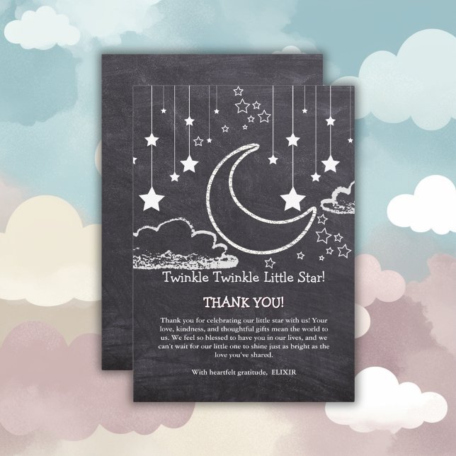 Tarjeta De Agradecimiento Chalkboard Twinkle Twinkle Little Star Baby Shower (Subido por el creador)