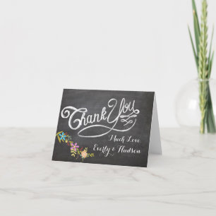 Tarjeta De Agradecimiento Chalkboard Typography Boda Gracias