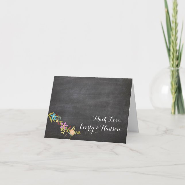 Tarjeta De Agradecimiento Chalkboard Typography Boda Gracias (Anverso)